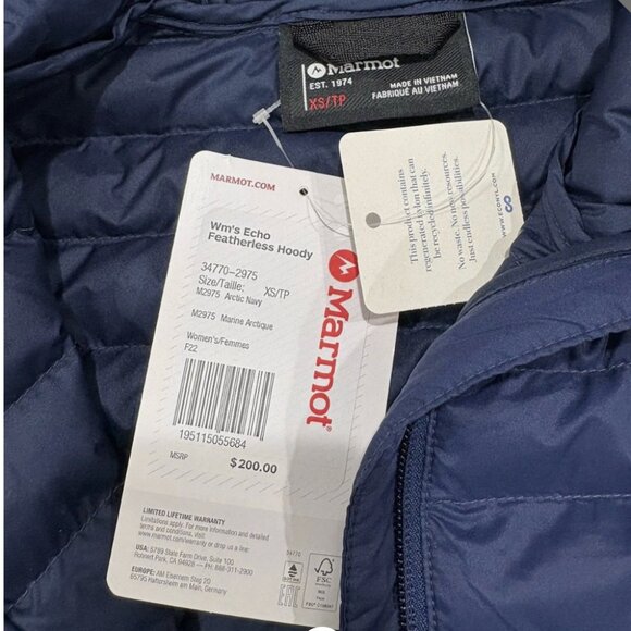 NWT! Marmot *Echo Featherless* Puffer Jacket | Arctic Navy | Women's XS - Picture 5 of 6